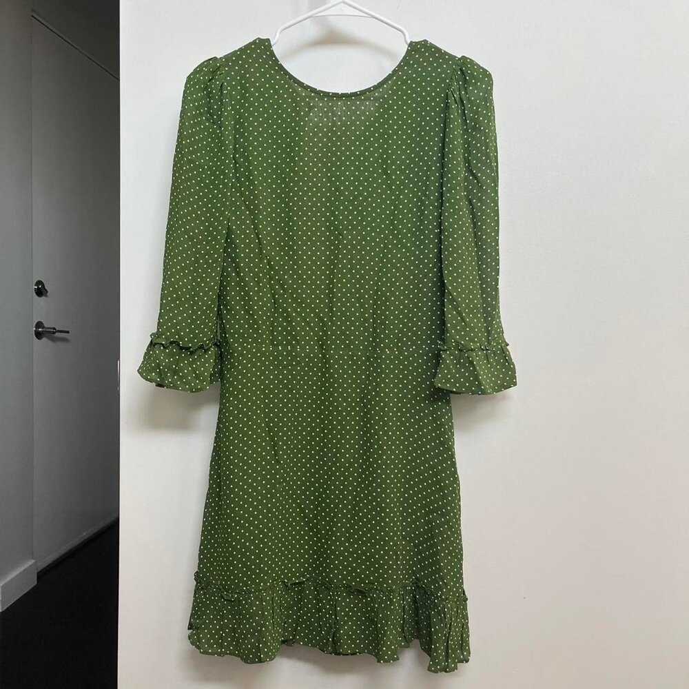 Green Reformation Doutzen mini polka dot dress!